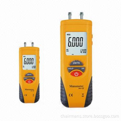 Digital Manometer, -55H2O to +55H2O, Data Hold, Error Code, Zero Adjust
